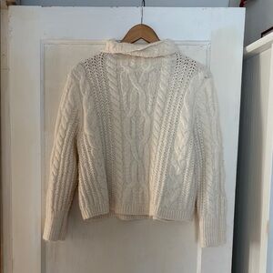 Elegant Cream Cable Knit Turtleneck Sweater